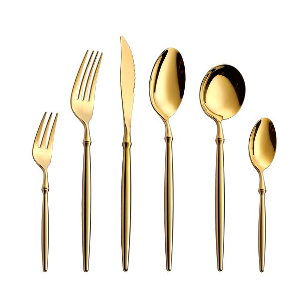 Flatware Set Manufacturer - 18/10 Mirror Gold Round Thick Handle