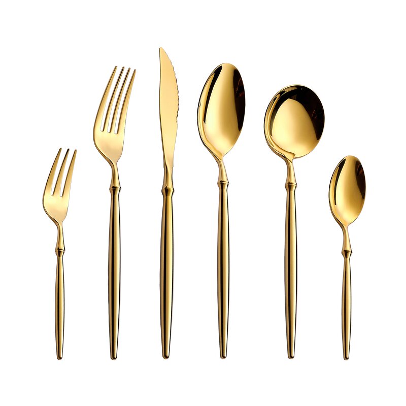 Flatware Set Manufacturer - 18/10 Mirror Gold Round Thick Handle