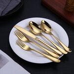 Cutlery Set Manufacturer - 24pcs Heavy Gold Plated Hotel Flatware