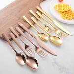 Cutlery Set Factory - Modern Rose Gold Hammered 304 Custom Logo