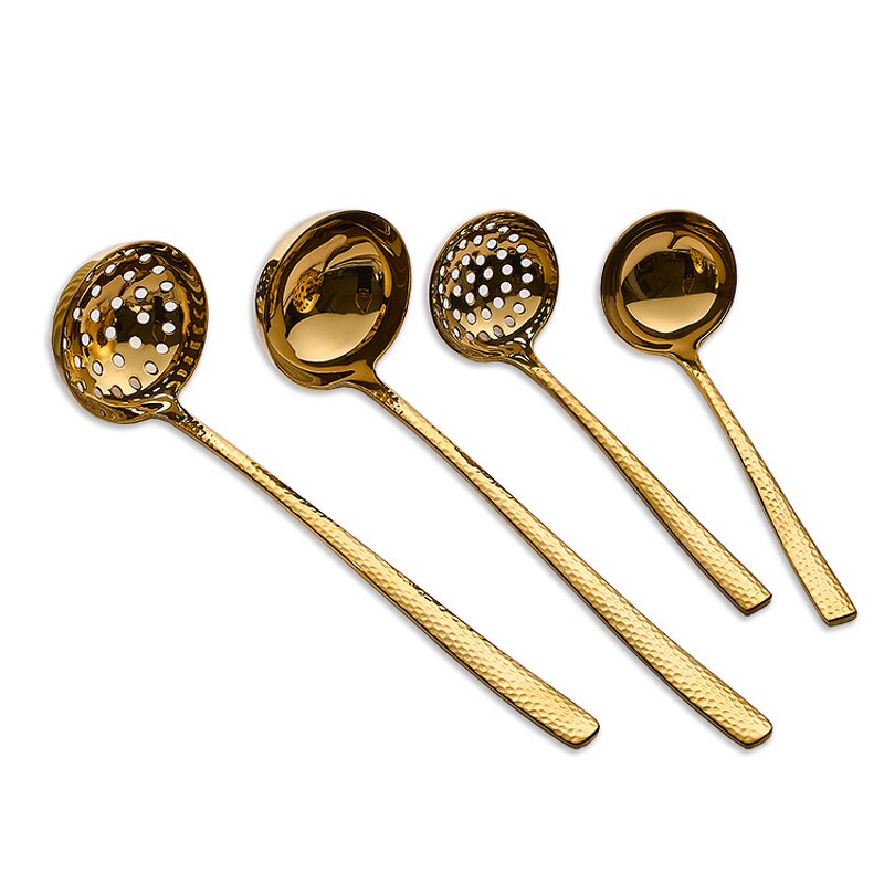 Soup Ladle Factory - Hammered Handle Gold Stainless Steel Design