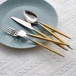 Cutlery Set Factory - Unique European Silver Gold Plated Handle