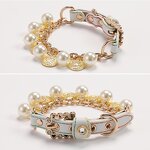 Pet Necklace Manufacturer - Luxury Lace Synthetic Leather Pearl Decor