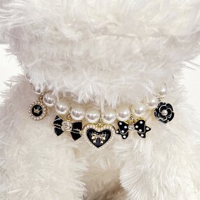 Pet Pearl Collar Set Manufacturer - Elegant PU Simulated Crystal Rhinestone