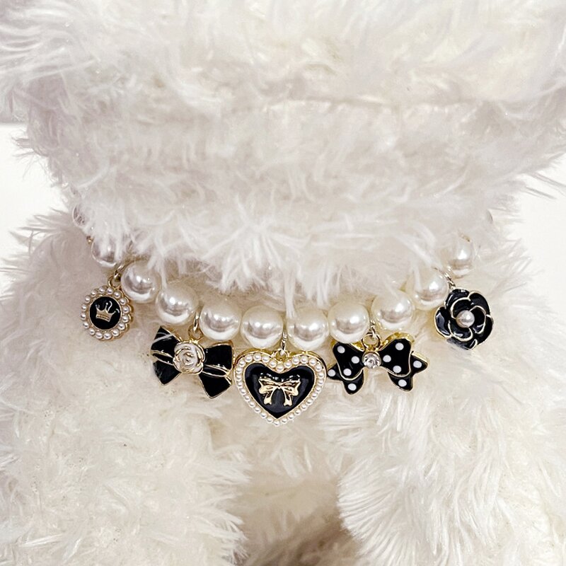 Pet Pearl Collar Set Manufacturer - Elegant PU Simulated Crystal Rhinestone