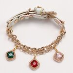 Dog Collar Factory - Customized Pink PU Leather Rhinestone Jewels