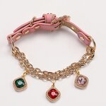 Dog Collar Factory - Customized Pink PU Leather Rhinestone Jewels