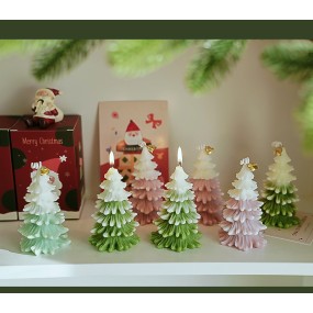 圣诞蜡烛源头工厂-可定制奢华手工树形大豆蜡