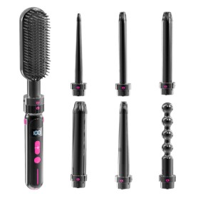 Curling Wand Set Factory - 7 in 1 Dual Voltage with Flat Iron