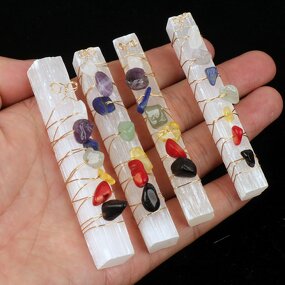 Chakra Stick Manufacturer - Natural Selenite Wand Wire Wrap