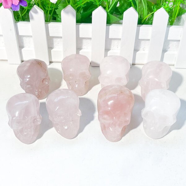 Crystal Skull Factory - Natural 4cm Rose Quartz Mixed Skulls