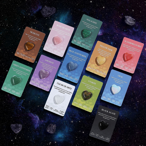 Crystal Card Factory - 12pcs Heart-Shaped Stone Valentine Gift