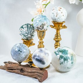 Crystal Sphere Manufacturer - Polished Moss Agate Laser Engraving