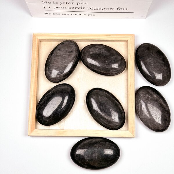 Palm Stone Manufacturer - Polished Silver Obsidian Natural Stone