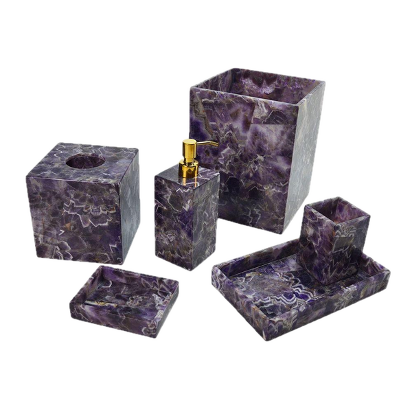 Bathroom Set Factory - 6-Piece Amethyst Vanity Accessories