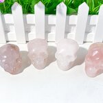 Crystal Skull Factory - Natural 4cm Rose Quartz Mixed Skulls