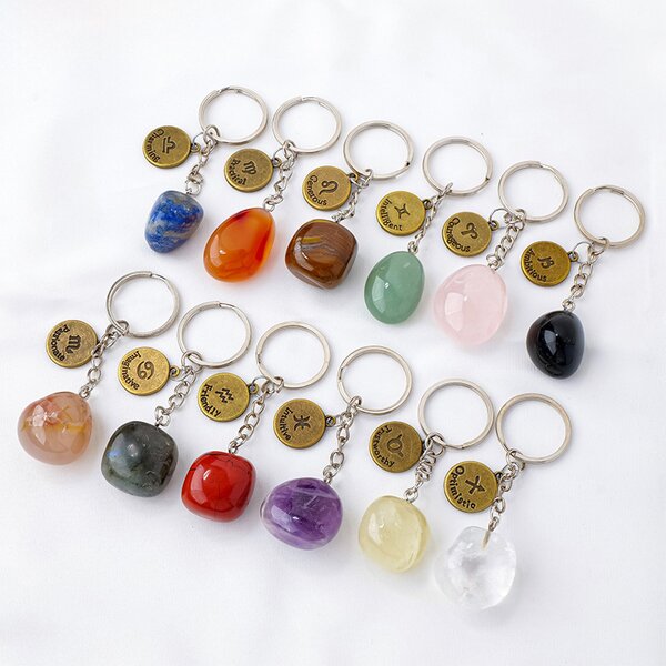 Crystal Keychain Manufacturer - 12 Constellations Natural Beads
