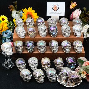 Crystal Skull Manufacturer - Colorful Aura Sphalerite Quartz