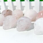 Crystal Skull Factory - Natural 4cm Rose Quartz Mixed Skulls