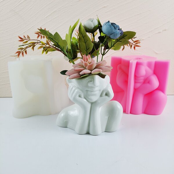 Bust Vase Mold Factory - OEM Succulent Resin Gypsum Sculpture Pen Holder Mold