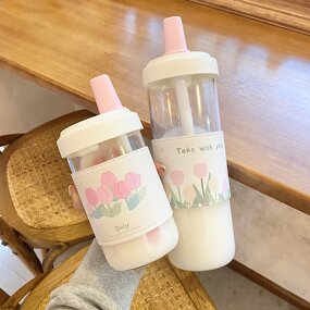 Glass Milk Tea Cup Factory - OEM High Borosilicate Large Diameter Straw Cup