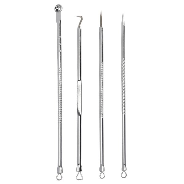 Blackhead Remover Kit Supplier - 4pcs Curved PC Tweezers Set