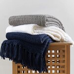 Navy Blue Throw Manufacturer - OEM Low Cost Cozy Boho Bed Blanket Bulk