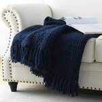 Navy Blue Throw Manufacturer - OEM Low Cost Cozy Boho Bed Blanket Bulk