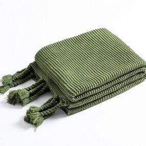 Teal Throw Blanket Manufacturer - OEM Knitted Fringe Couch Bed Cover Bulk