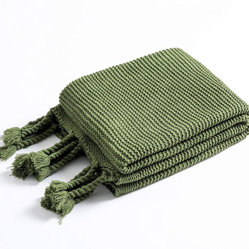 Teal Throw Blanket Manufacturer - OEM Knitted Fringe Couch Bed Cover Bulk