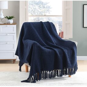 Navy Blue Throw Manufacturer - OEM Low Cost Cozy Boho Bed Blanket Bulk