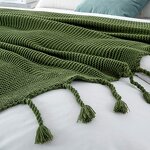 Teal Throw Blanket Manufacturer - OEM Knitted Fringe Couch Bed Cover Bulk