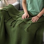 Teal Throw Blanket Manufacturer - OEM Knitted Fringe Couch Bed Cover Bulk