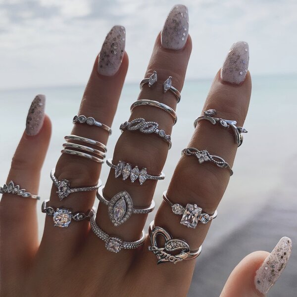 Ring Set Supplier - Bohemian Leaf Diamond 15-Piece Wholesale