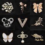 Metal Brooches Supplier - Pearl Rhinestone Flower Cloth Pins