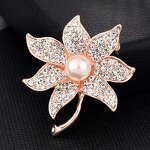 Metal Brooches Supplier - Pearl Rhinestone Flower Cloth Pins