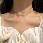 Alloy Necklace Supplier - Silver Gold Color Round Pearl