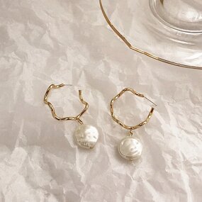 Freshwater Pearl Earrings Manufacturer - Real Gold Plated Irregular