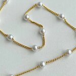 Alloy Necklace Supplier - Silver Gold Color Round Pearl