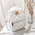 School Backpack Supplier - Rhombus Plaid Pu Leather Mini