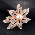 Metal Brooches Supplier - Pearl Rhinestone Flower Cloth Pins