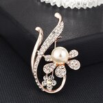 Metal Brooches Supplier - Pearl Rhinestone Flower Cloth Pins