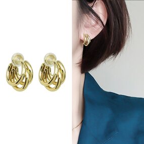 Ear Clips Supplier - 18K Gold Plated No Pierced Steel Ball