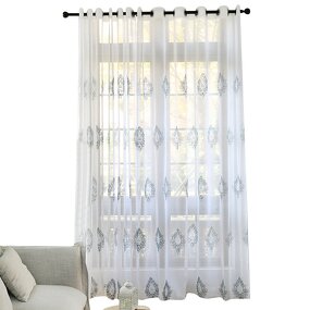 Embroidered Curtains Factory - OEM Blue Gray Living Room Bedroom Fabric