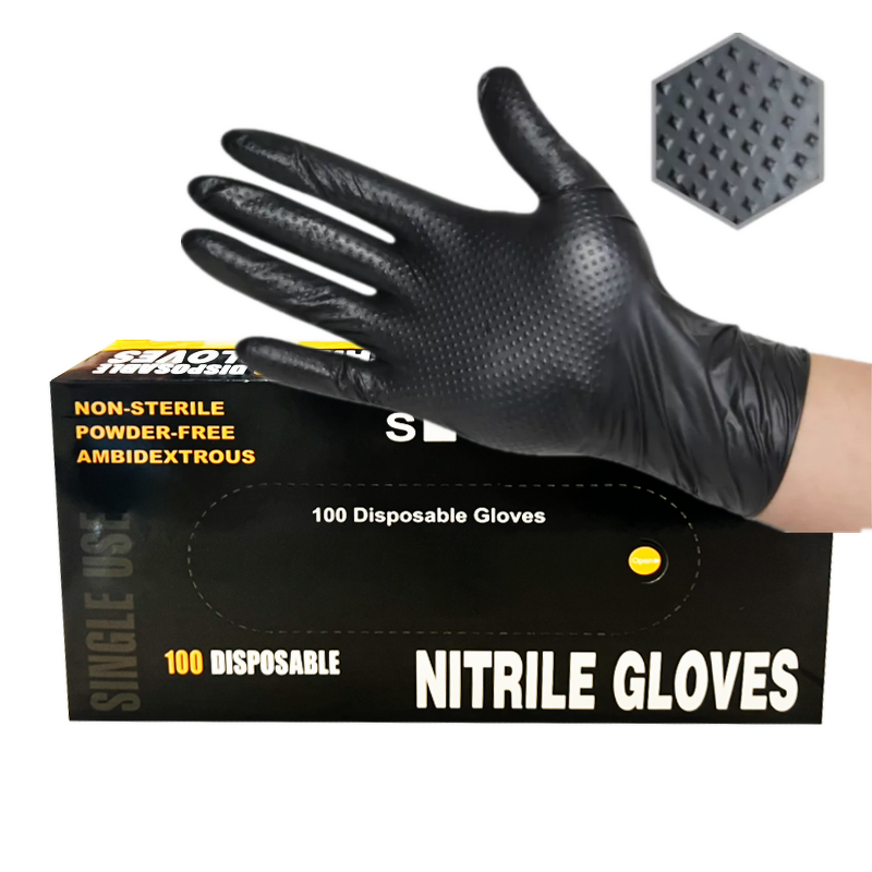 Orange Nitrile Gloves Factory - OEM New Style Diamond Texture Salon