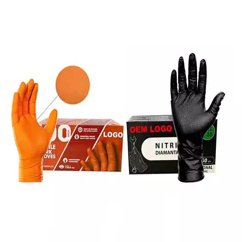 Heavy Duty Nitrile Gloves Manufacturer - OEM 8mil Diamond Texture Chemical