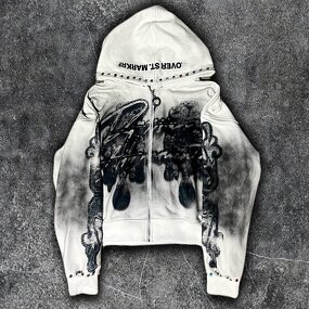 Zip Hoodie Factory - Custom 500GSM Boxy Vintage Hoodie with Rhinestones