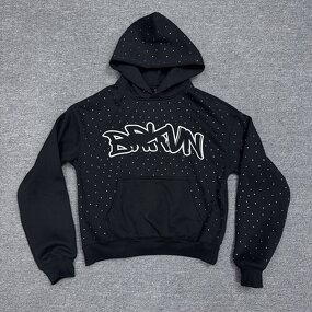 Men's Hooded Sweatshirt Factory - Custom Acid Wash Rhinestone Hoodie