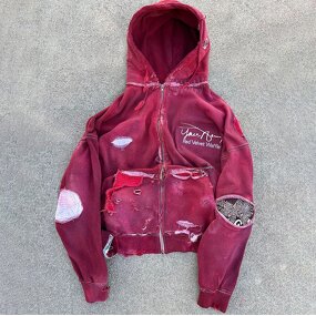 Men's Hoodie Jacket Factory - Custom Thermal Waffle Distressed Hoodie