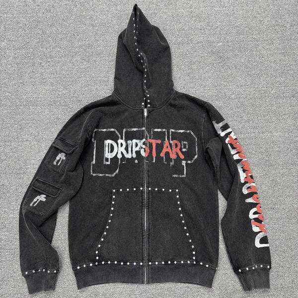 Men's Zip Hoodie Factory - OEM Custom Vintage Distressed Hoodie